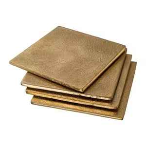 Artistic <b>Square</b> Shape Metal Coaster Set with Designer Pattern for Coffee <b>Table</b> Beverage and Mug Protection Use - Product Image 1