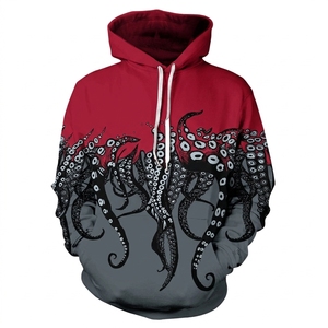 Sudadera con Capucha con Estampado de Pulpo para Hombre, Degradado Morado y Verde, Diseño Animal 3D, Ropa Casual de Otoño, Corte Regular - Product Image 4