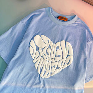 เสื้อยืดพิมพ์ลายพัฟฟ์ดีไซน์ใหม่ ผู้ผลิต OEM คุณภาพสูง ผ้าฝ้าย 100% รับทำโลโก้ เสื้อยืดโอเวอร์ไซส์สำหรับผู้ชาย - Product Image 3