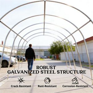 Tettoia Portatile Beige per Auto, Riparo dalla Pioggia, Gazebo Facile da Montare - Product Image 2