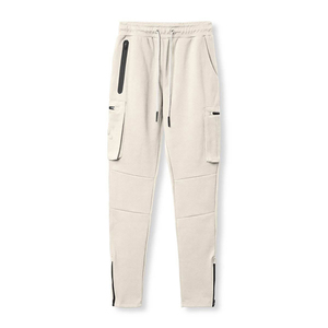 Men's Black Cargo Sweatpants Elastic Waist Drawstring Multiple Pockets Joggers Breathable Midweight <b>Spandex</b> Polyester <b>Pants</b> - Product Image 5