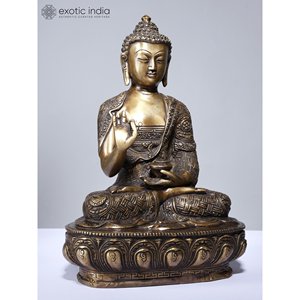 Escultura de latón elegante de 12 \ "de Lord Buddha sentado en Vitark Mudra estatua de arte - Product Image 4
