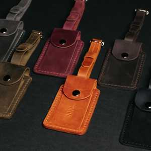 Étiquettes de bagage de luxe personnalisées en cuir véritable avec rabat de confidentialité, étiquettes de nom pour valise, promotion en gros LMP-0245 - Product Image 5