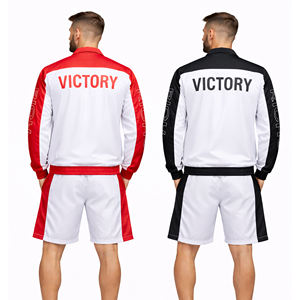 Custom Mens 2 Piece Tracksuit Set Coach Jacket Shorts Sportswear Custom Logo Casual <b>Athletic</b> Outfit Windbreaker Suit for Men - Product Image 2