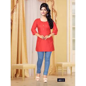 ล่าสุดเรยอนแบบสั้นแบบเรียบ kurti พร้อมที่จะสวมใส่ด้านบน gajari - Product Image 1