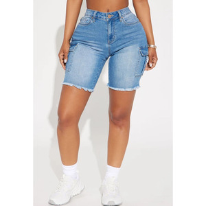Custom OEM&ODM Straight Washed <b>High</b> Quality Baggy Baggy <b>High</b> <b>Waist</b> Cargo Women's Denim <b>Shorts</b> Casual Style - Product Image 4