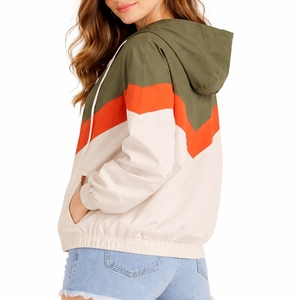 <b>Women</b> Color Block Hooded Windbreaker <b>Jacket</b> Premium Quality <b>Lightweight</b> Wind Resistant Full Zip Closure Adjustable <b>Hood</b> <b>jacket</b> - Product Image 3