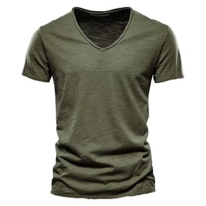 เสื้อยืดคอวีผ้าฝ้าย 100% คุณภาพสูง หรูหรา สำหรับผู้ชายและผู้หญิง พิมพ์ลายซิลค์สกรีน ปรับแต่งได้ สวมใส่สบาย ฤดูร้อน แห้งเร็ว - Product Image 1
