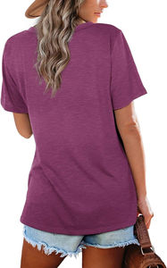 Camiseta Unisex de Cuello en V, Manga Corta, Color Sólido, Algodón, Corte Regular, Informal, Transpirable, Jersey de Invierno, Tejido de Punto, Estampado por Transferencia de Calor - Product Image 5