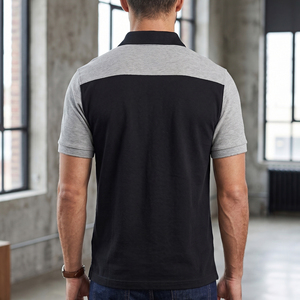 Men's Black Gray Short Sleeve Polo Shirt Regular Fit Knitted Polo Tee Men Casual Wear Street Polo Shirts Mens - Product Image 2