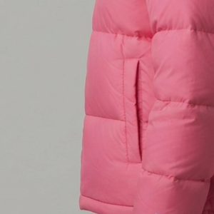 Chaqueta Acolchada Rosa Unisex, Abrigo de Invierno Cortavientos con Cierre de Cremallera, Corte Regular, Color Sólido Informal, Relleno de Fibra de Poliéster - Product Image 6