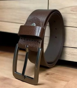 Classic Men's Black Leather <b>Belt</b> with Metal Pin <b>Buckle</b> - Product Image 3