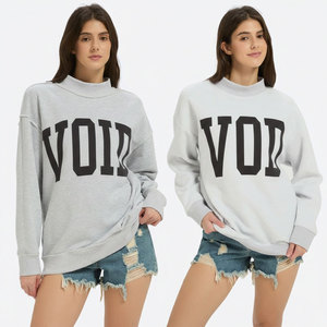 Sudadera Oversize de Cuello Alto para Mujer, de Felpa Sólida de Poliéster/Algodón, con Forro Bordado, Personalizable, de Alta Calidad - Product Image 1
