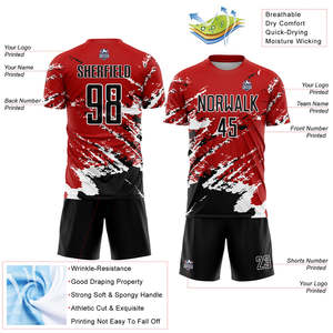 Uniformes de Fútbol Personalizados a Precio Económico, Conjunto de Camiseta Roja Sublimada para Hombre, Ropa Deportiva Transpirable, Equipamiento de Entrenamiento de Secado Rápido, OEM - Product Image 3
