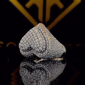 Round Brilliant Cut Moissanite Diamond Heart Shape Engagement <b>Wedding</b> <b>Ring</b> Iced Out Style 925 Sterling <b>Silver</b> Hip Hop <b>Mens</b> <b>Ring</b> - Product Image 2