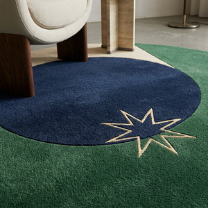 Minimalist <b>Round</b> Wool Area Rug Hand Tufted Modern Geometric <b>Carpet</b> Nordic Contemporary Floor Rug for Living Room Decor - Product Image 5