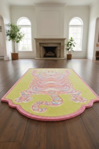 Tapis esthétiques de haute qualité en laine douce et moelleuse, à motif animalier en forme de tigre tibétain, tuftés à la main, en fibres fines, par le fabricant - Product Image 6