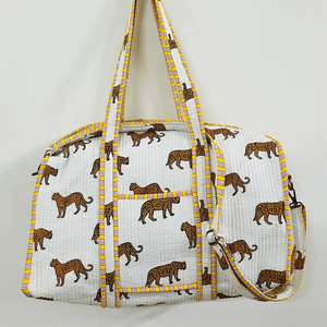 Bolsa de Viaje Ligera de Gran Capacidad, Acolchada, de Algodón con Estampado Floral, con Cierre, Estilo Indio, para Viajes de Fin de Semana - Product Image 5