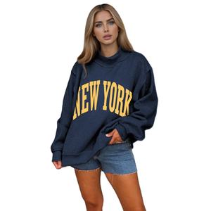 Sudadera de Cuello Alto para Mujer, Estilo Universitario Francés, Reversible, de Invierno, Holgada, de Mezcla de Poliéster/Algodón de Alta Calidad, con Logotipo Personalizado OEM - Product Image 1