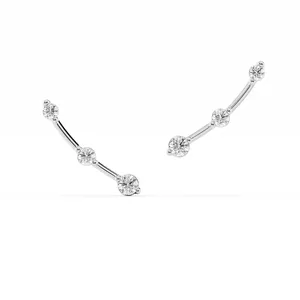 Pendientes de Plata con Tres Diamantes Cultivados en Laboratorio, con Opciones de Oro de 14k, 0.4ct de Cuarataje Total, Certificados por IGI, para Mujeres - Product Image 1