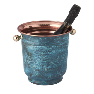 Round Metal Ice Bucket Vintage Style Rust Resistant Beverage <b>Cooler</b> Handmade Copper Finish Bar Ware Wine <b>Cooler</b> - Product Image 3