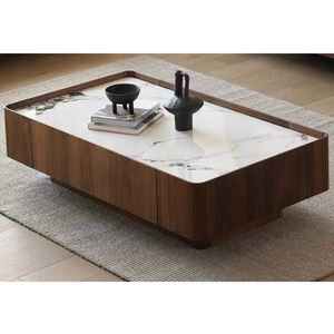 Elegante Mesa de Centro de Madera de Teca con Centro de Cerámica Diseñada para Espacios de Vida Cómodos y Atractivos - Product Image 1