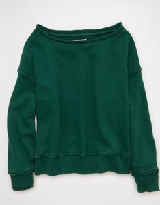 Pull en tricot surdimensionné vert à col rond sans manches, couleur unie, vêtement décontracté unisexe, printemps, 100% coton, design à franges - Product Image 1