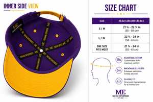 Customized Malvan Enterprises 6-Panel Baseball Cap <b>Purple</b> Yellow 3D Embroidered ME Logo Adjustable Unisex Sporty - Product Image 4