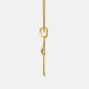 Collar con Colgante de Cruz de Oro Sólido de 18K con Incrustaciones de Diamantes, Joyería Religiosa Cristiana, Cadena de Serpiente, Diseño Unisex - Product Image 3