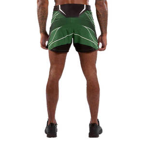 Shorts de combat MMA pour hommes, vert et noir, ajustés, à séchage rapide, shorts de compression pour l'entraînement aux arts martiaux mixtes - Product Image 6