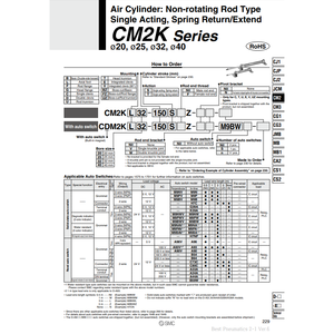 SMC Pneumatics <b>Air</b> <b>Cylinder</b> Model CM2KF32-50SZ - Product Image 2