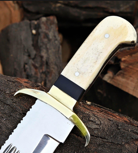 Handcrafted J2 Stainless Steel Camping <b>Knife</b> with Natural <b>Bone</b> <b>Handle</b> & Leather Storage Sheath OEM - Product Image 2