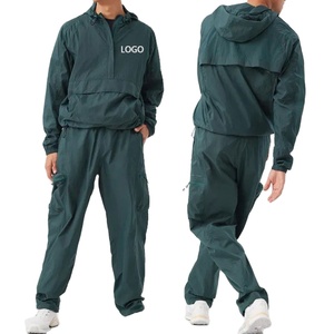 2025-26 OEM Custom Winter Plus Size Hooded Casual Solid Windbreaker Tracksuit Two Piece Set <b>Zip</b>-<b>Up</b> <b>Jacket</b> Breathable Quick Dry - Product Image 1