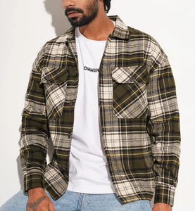 Camisas de Franela a Cuadros para Hombre, Estilo Casual, con Botones, para Otoño e Invierno, 100% Algodón, con Bolsillos, Ligeras, Personalizadas OEM 2026 - Product Image 3