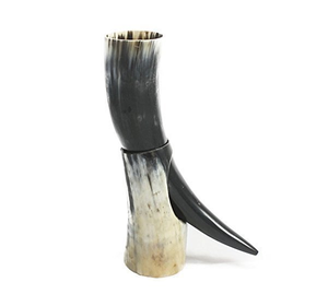 Corne à boire en corne de buffle authentique Viking, polie, avec support métallique, pour fêtes de Noël, style religieux, type chopes à bière - Product Image 3