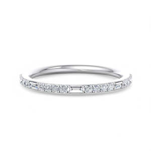 Lab Grown Diamond Baguette Round Band <b>Thin</b> Diamond <b>Ring</b> 14K 18K Gold Stackable Wedding Band Minimal Eternity <b>Ring</b> - Product Image 3