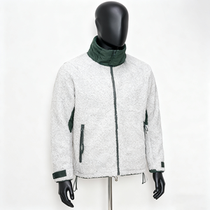 Veste polaire à capuche pour homme, design varié, rouge uni, fermeture éclair sur le devant, poches, vêtements d'hiver décontractés, coupe régulière, style sherpa, vêtements d'extérieur - Product Image 5