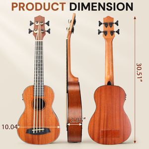 Ukulele Basso da 30 Pollici con EQ, Corpo in Mogano, Strumento a Corda con Accessori - Include Borsa in Cotone, Capotasto, Tracolla, Plettri*3, Chiave Inglese - Product Image 2