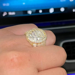 Luxury Iced Out Men's 925 Sterling Silver Baguette Cut Moissanite Engagement & Anniversary <b>Statement</b> <b>Ring</b> Hip Hop Style Jewelry - Product Image 5