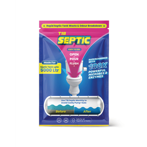 Limpiador de fosas sépticas T1B, polvo bacteriano con fórmula de enzimas biológicas para control de olores, digestión de lodos y mantenimiento séptico - Product Image 1