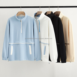 OEM Custom <b>Funnel</b> Zipper Neck Plain Pullover Quarter Snap Gray Sherpa Fleece Hoodie For Men - Product Image 1