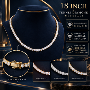 Collier tennis en diamants naturels brillants de 18 pouces pour femmes |   Or 18 carats 0,20 carats 3,8 mm GH VS GH SI Taille classique de luxe certifiée IGI - Product Image 5