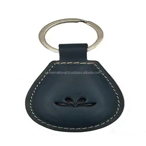 High Quality attractive design leather key chain key fob nickel plated ring full stitched customized logo