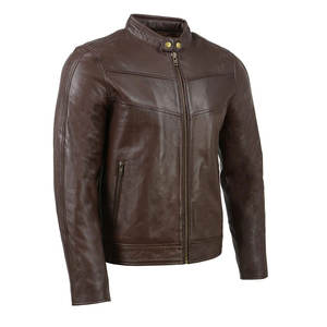 Veste en cuir pour homme ou veste de motard en cuir naturel style printemps-automne, coupe ajustée, vestes en cuir personnalisées - Product Image 6