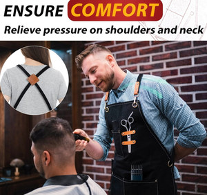 Salon Apron for Men <b>Women</b>-Heavy-Duty Cotton Canvas Work Apron with Spacious Pockets Water-Resistant & Adjustable Waist - Product Image 5