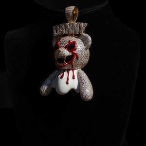 Colgante de oso de peluche con incrustaciones de moissanita, chapado en oro con esmalte, plata 925, formas de dibujos animados para colgantes y dijes de joyería fina - Product Image 2