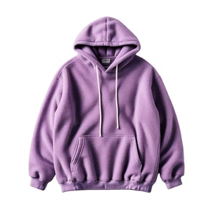 Cómodo conjunto de pantalones de chándal de invierno 350 GSM para hombre, Sudadera con capucha morada de gran tamaño estampada con poliéster sólido/algodón, 5 estrellas - Product Image 1