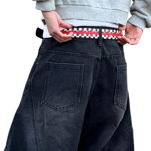 Jeans de Mezclilla Anchos Negros para Hombre, 100% Algodón, Estilo Vintage Lavado, Corte Holgado, Casual, Streetwear, Pantalones Baggy, Moda Hip Hop Relajada - Product Image 4