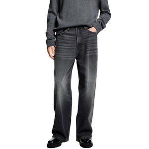 Jean en denim décontracté pour homme, coupe ample, bleu délavé, jambe droite, style vintage, prêt à la vente en gros - Product Image 1