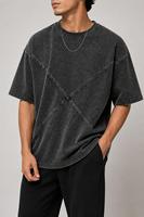 T-shirt en coton à col rond et manches courtes pour homme, coupe oversize, motif délavé, style streetwear, longueur standard, anti-plis, 220g, faible MOQ